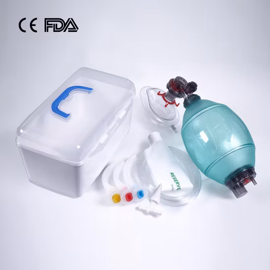 산소 튜브가 있는 PVC Ambu 가방 PVC 수동 인공호흡기 키트 세트 공장(CE, 성인용 FDA 포함)