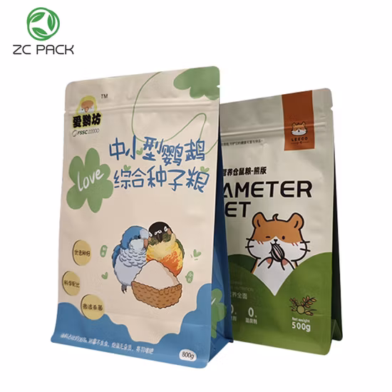 주문 로고 디자인 인쇄 편평한 바닥 치킨 커피 애완동물 치료 고양이 개 쓰레기 포장 스탠드업 지플락 주머니